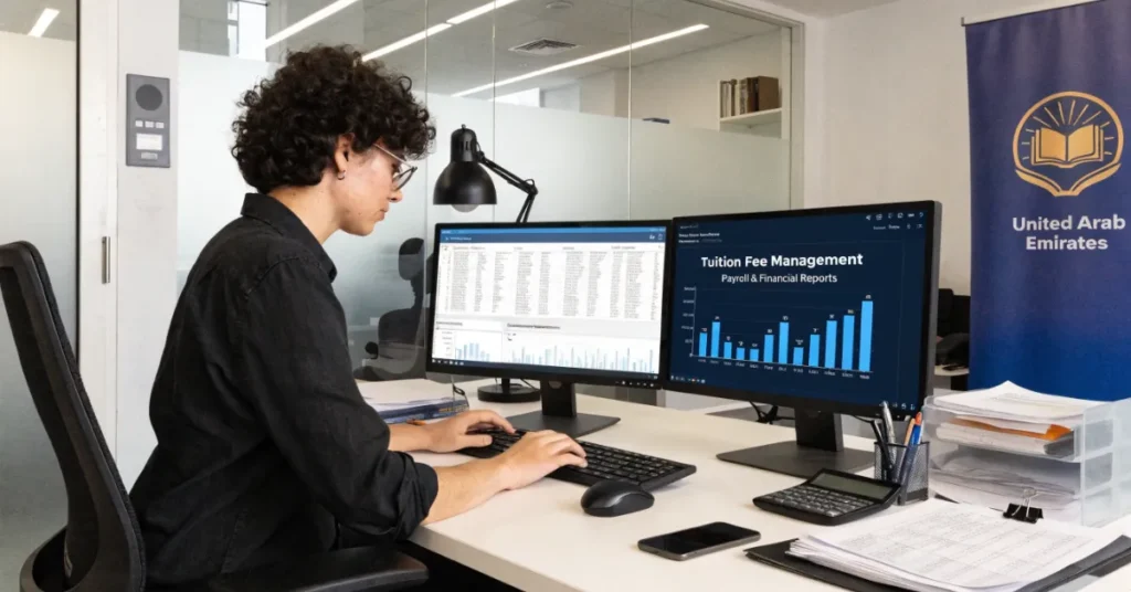 Accounting systems for educational institutions showing tuition management, payroll, budgeting and financial reporting in the UAE.
