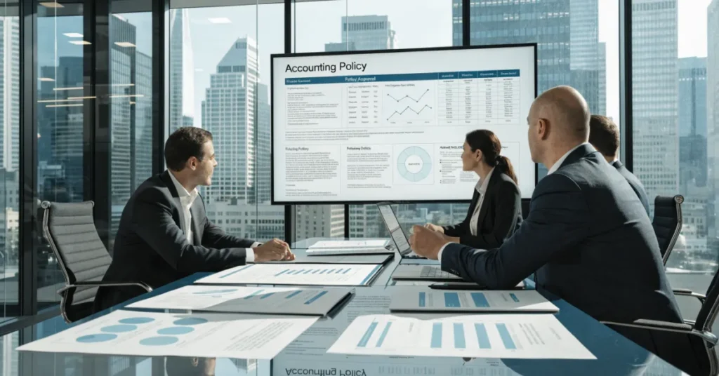 Finance professionals implementing Accounting Policies to improve consistency, compliance, and financial reporting accuracy.