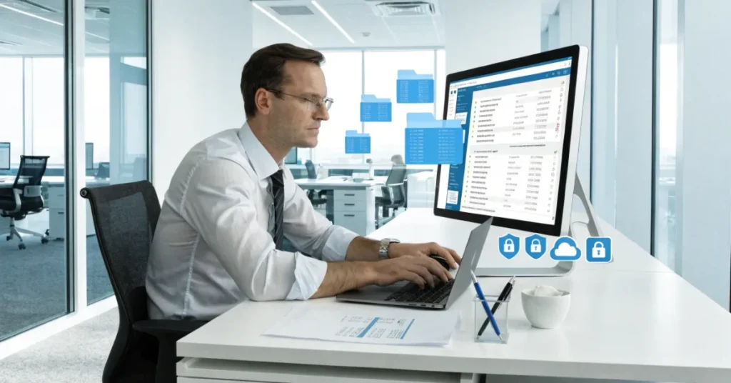 Audit Trail process demonstrating secure document management and financial compliance in modern accounting.