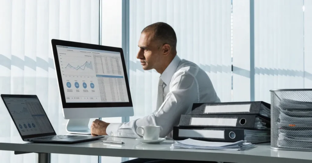 Professional accountant identifying and correcting Bookkeeping Errors through financial reconciliation.