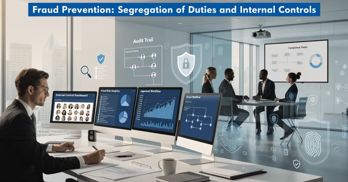 Fraud Prevention through segregation of duties and internal controls in a modern corporate accounting office.