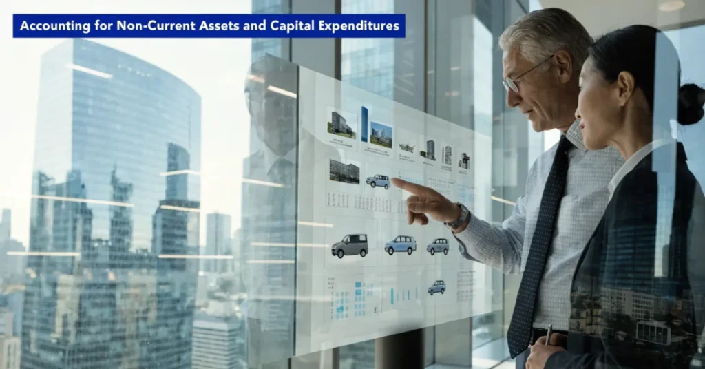 Accounting for Non-Current Assets and Capital Expenditures showing Accounting management of fixed assets, capital investments, depreciation planning, and financial reporting.