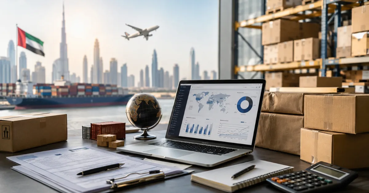 Cross-border e-commerce VAT UAE showing zero-rated exports, international shipping evidence and marketplace settlement reconciliation.