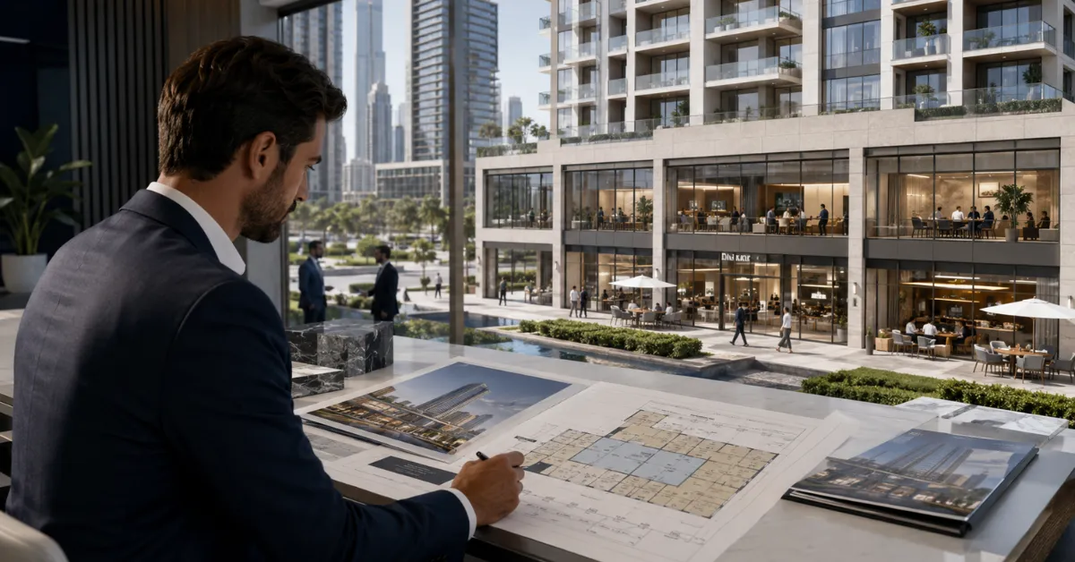UAE VAT mixed-use property showing commercial offices and retail units alongside residential property with different VAT treatment.