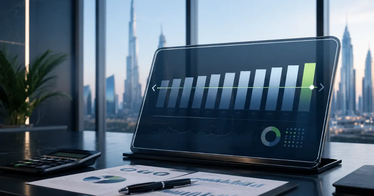 VAT Registration threshold monitoring with taxable turnover and next 30-day revenue forecast for a UAE business.