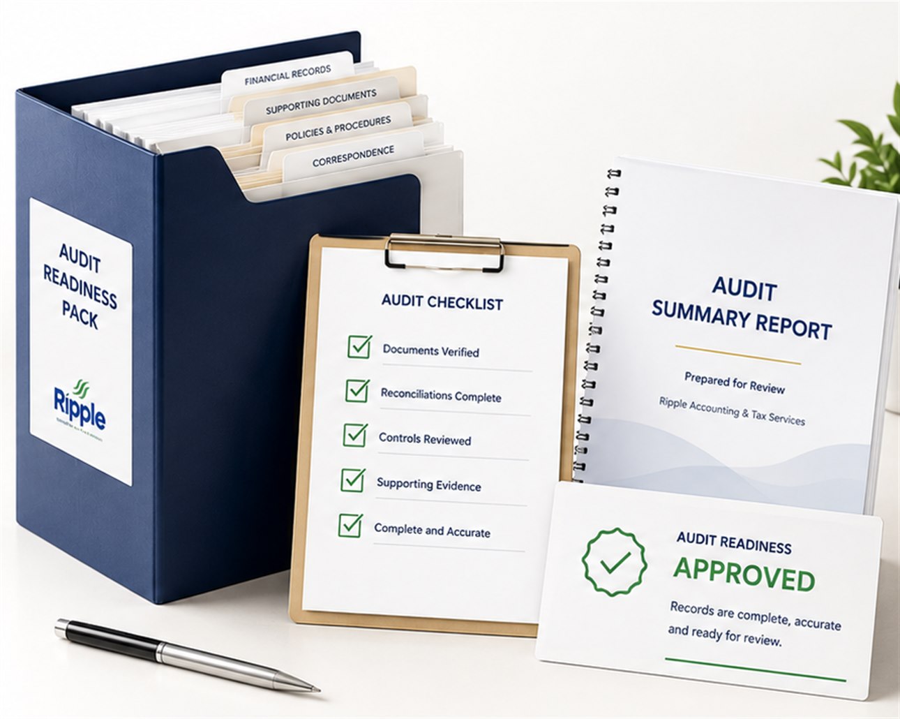 Ripple audit readiness pack: organised document file, audit checklist and summary report