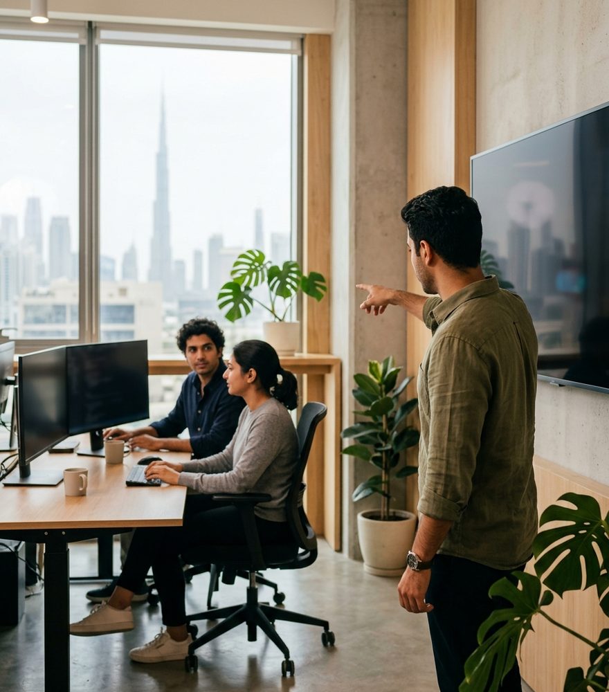 A software team at work in a Dubai technology office