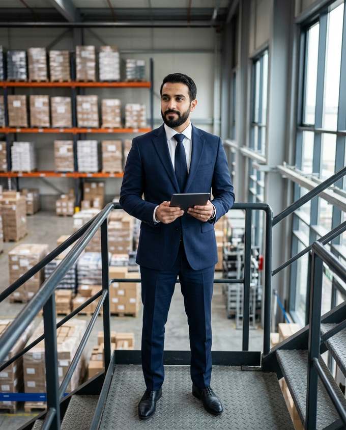 A Ripple adviser on a client warehouse mezzanine, reviewing stock