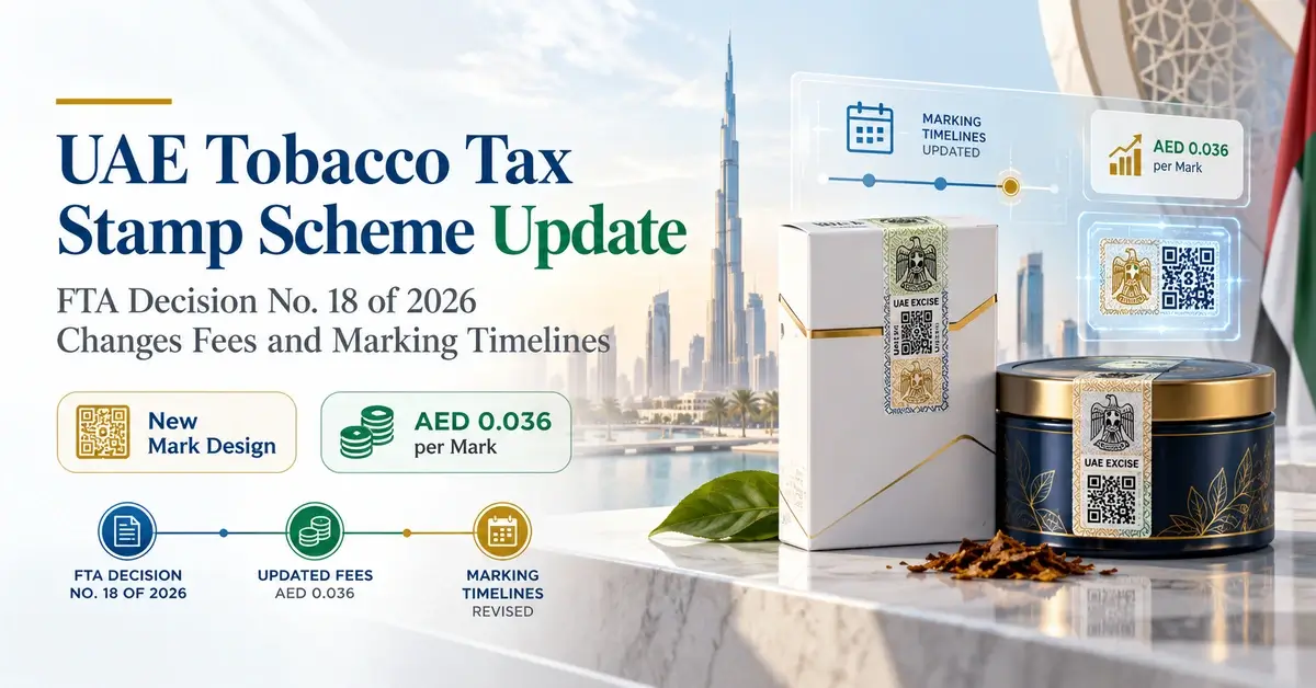 UAE Tobacco Tax Stamp Scheme Update: FTA Decision No. 18 of 2026 Changes Fees and Marking Timelines